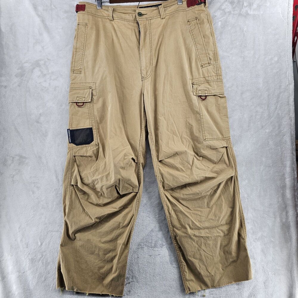 Vintage Abercrombie Fitch Pants Mens Xl 38 Brown Baggy Y2K Military‎ Cargo